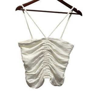 Pilcro Anthropologie Womens NWT Cream Ruched Ribbed Halter Size Medium